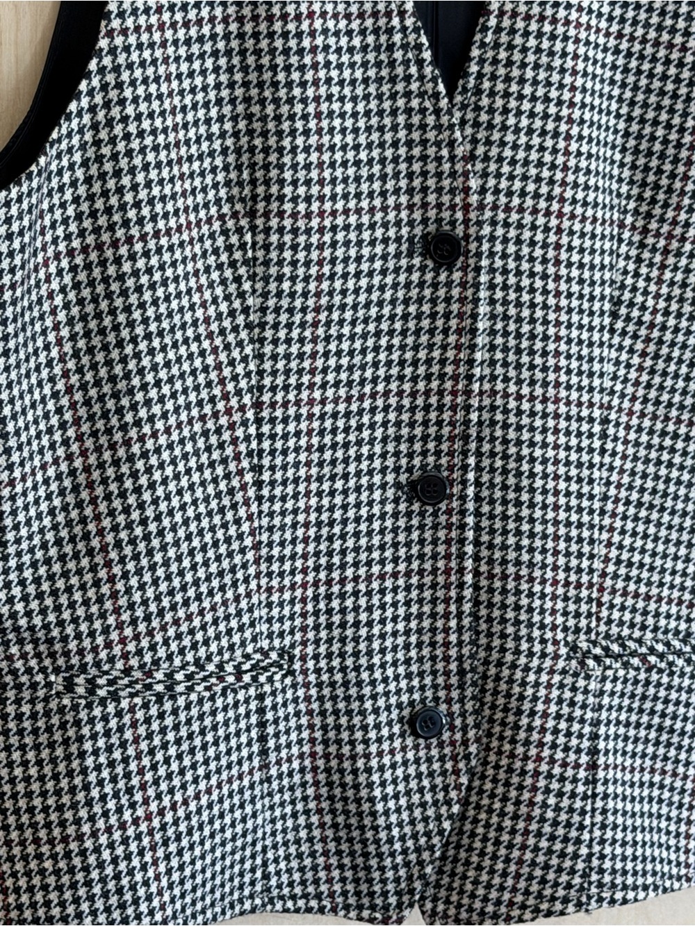 Vintage Rafaella Houndstooth Button Vest in Black & White - Picture 3 of 7